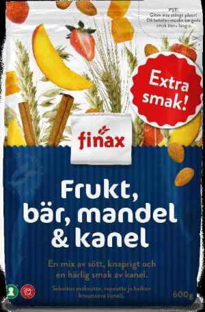 Prøv også Finax musli frukt , bær, mandel og kanel.