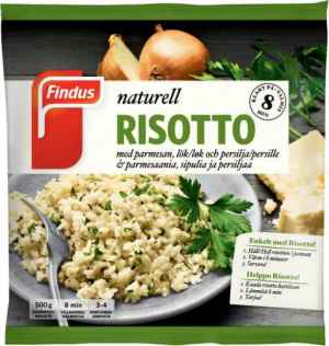 Prøv også Findus risotto naturell.