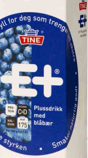 Prøv også Tine E+ drikk blåbær.