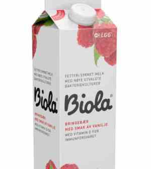 Prøv også Tine Biola fettfri syrnet melk Bringebær/Vanilje.