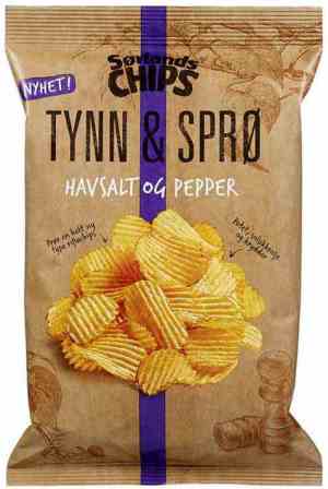 Prøv også Sørlandschips tynn og sprø riffla havsalt og pepper.
