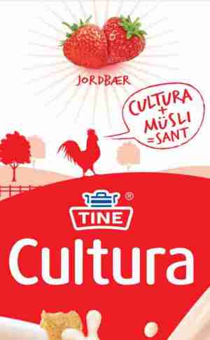 Bilde av Tine Cultura, syrnet melk, jordbær, D-vitamin.