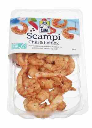 Prøv også Fiskemannen Scampi med chili og hvitløk 170gr.