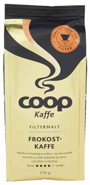 Prøv også Coop kaffe frokost filtermalt 250gr.