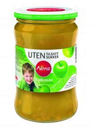 Bilde av Nora uten tilsatt sukker eplemos med biter.