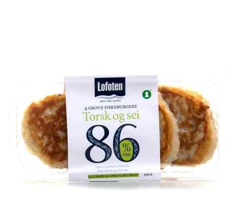 Bilde av Lofoten 86 prosent Lofotburger med torsk og sei.