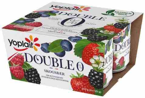 Bilde av Fjordland Yoplait Dobbel 0 prosent Skogsbær 4 x 125 g.