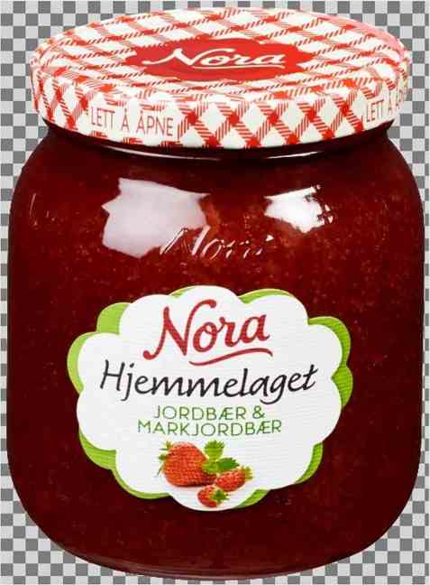 Bilde av Nora hjemmelaget jordbær og markjordbær.