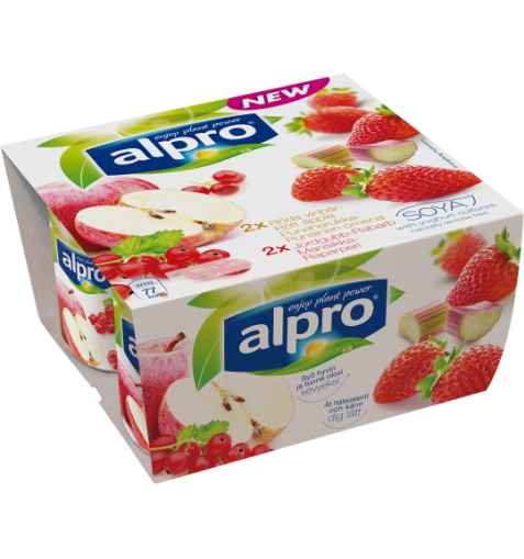 Bilde av Alpro eple med rips og jordbær med rabarbra.