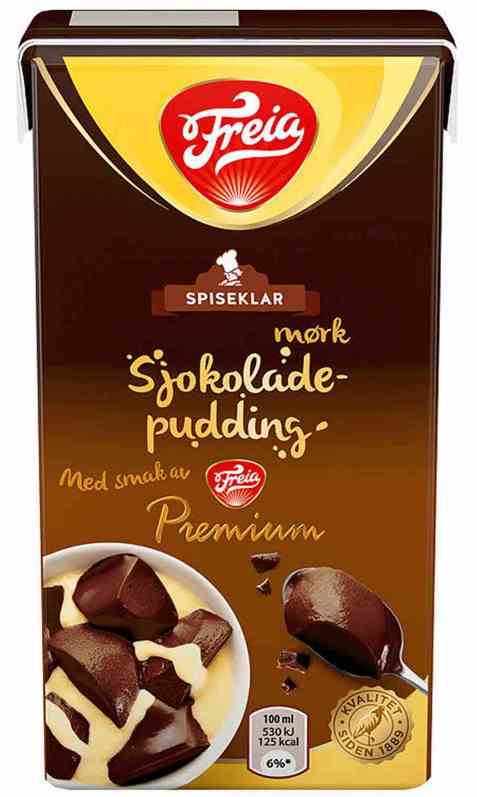 Bilde av Freia sjokoladepudding spiseklar.