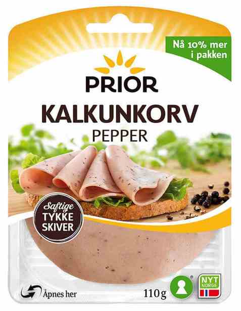 Bilde av Prior kalkunkorv med pepper skivet.