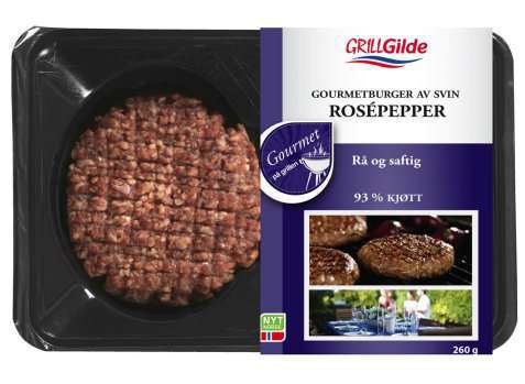 Bilde av Gilde Gourmetburger svin med rosepepper.