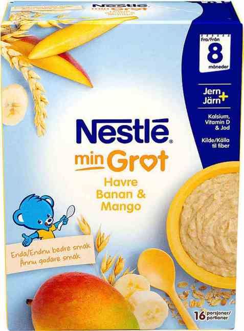 Bilde av Nestle Havregrøt med banan og mango, fra 8 mnd, pulver.