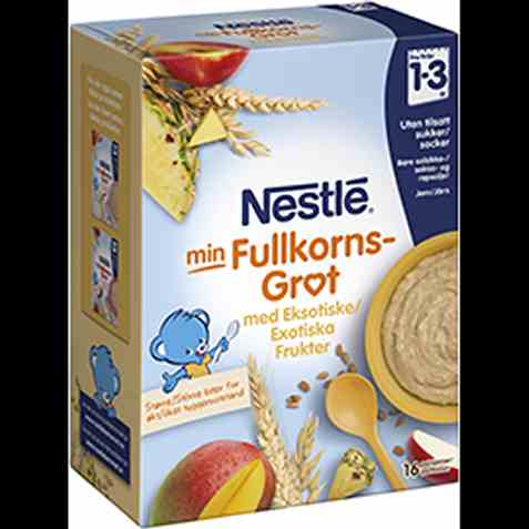 Bilde av Nestle Fullkornsgrøt med eksotiske frukter og müsli, fra 12 mnd, spiseklar.