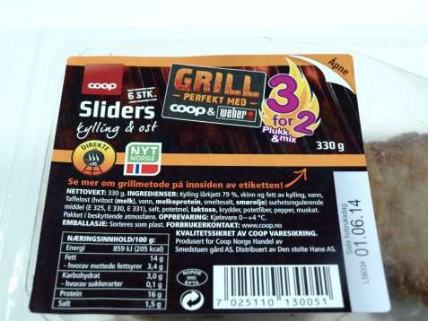 Bilde av Coop sliders med kylling og ost.