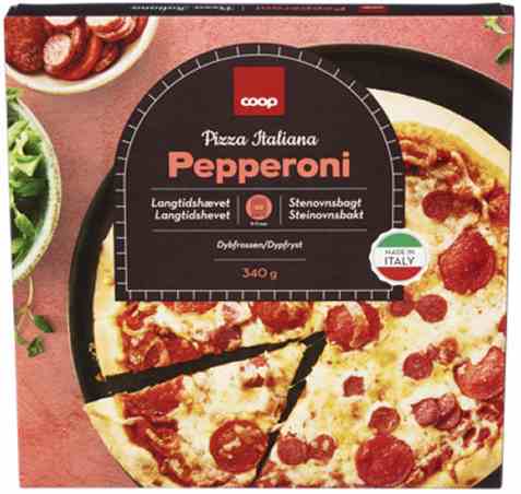Bilde av Coop pepperoni pizza.