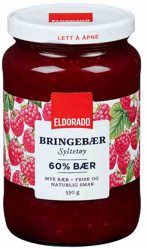 Bilde av Eldorado bringebærsyltetøy.
