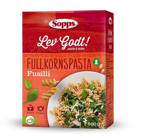 Bilde av Sopps Fusilli Fullkornspasta.