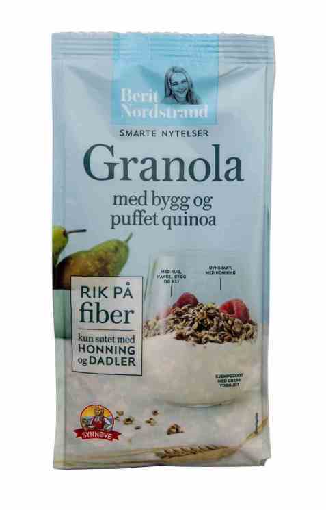 Bilde av Synnøve granola med bygg og puffet quinoa.
