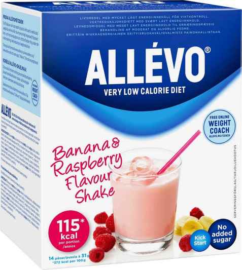 Bilde av Allevo VLCD Banan og Bringebær Shake.