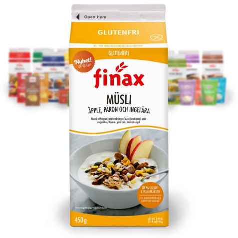 Bilde av Finax glutenfri musli eple pære og ingefær.
