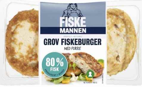 Bilde av Fiskemannen Fiskeburger 80 prosent grov med purre.