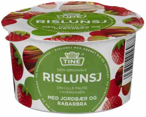 Bilde av Tine Rislunsj med jordbær og rabarbra.