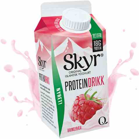 Bilde av Q skyr proteindrikk bringebær.