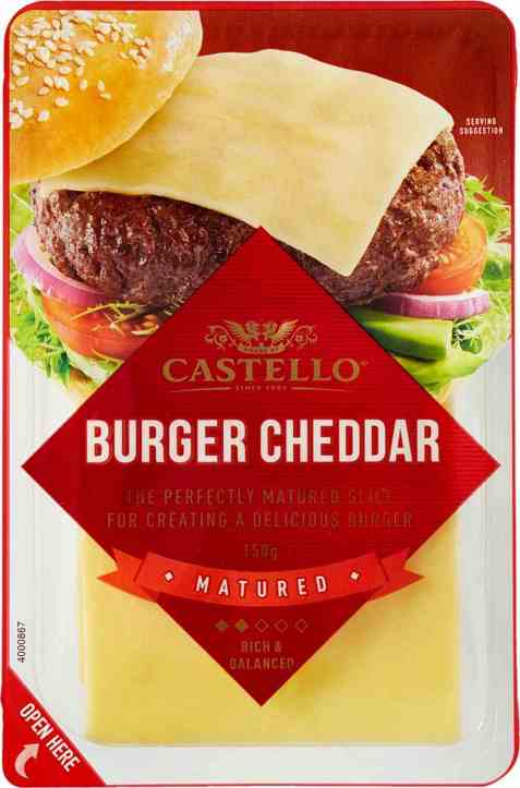 Bilde av Arla castello burger cheddar.