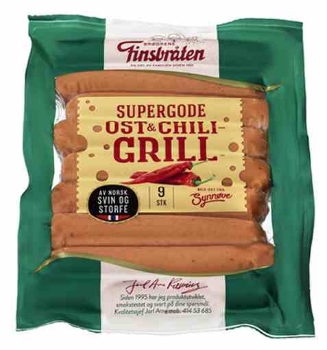 Bilde av Finsbråten Grillpølser med Chili & Ost 495gr.