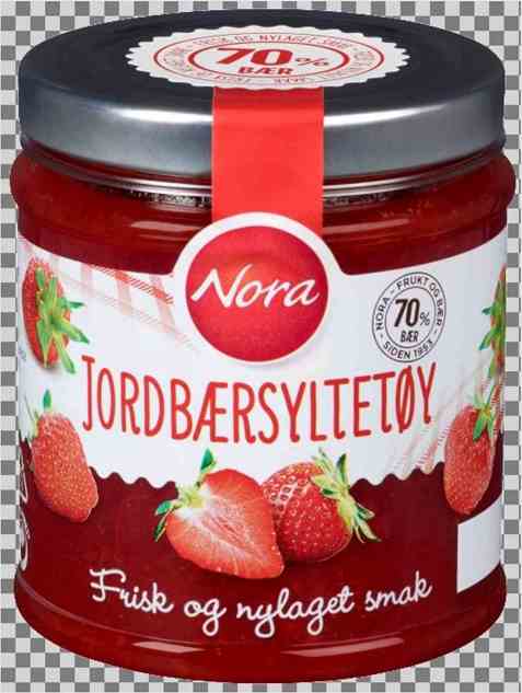 Bilde av Nora kjølt jordbærsyltetøy.