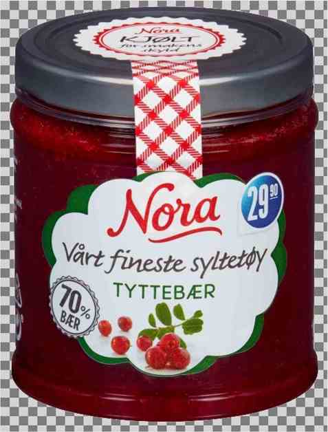 Bilde av Nora kjølt tyttebærsyltetøy.