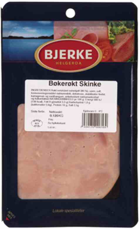 Bilde av Bjerke Bøkerøkt skinke skåret.