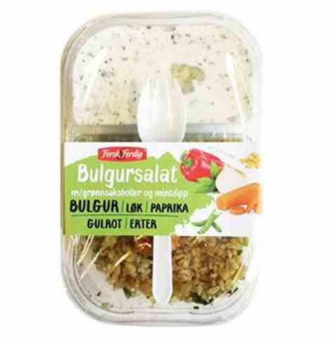 Bilde av Fersk og ferdig Bulgursalat m/grønnsaksboller&dip. Bilde av Fersk og ferdig Bulgursalat m/grønnsaksboller&dip.