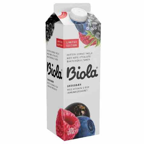 Bilde av Tine Biola fettfri syrnet melk Skogsbær.