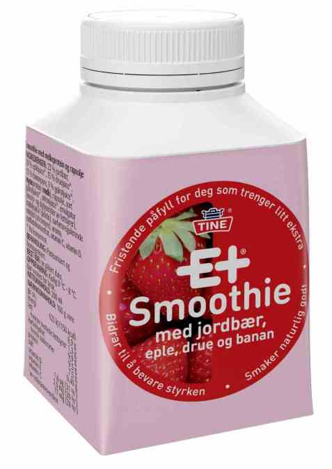 Bilde av Tine E+® Smoothie Jordbær, Eple, Drue og Banan.