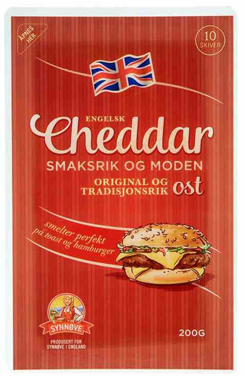 Bilde av Synnøve ekte engelsk cheddar skivet.