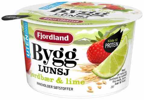 Bilde av Fjordland Byggrynslunsj jordbær og lime UTEN.