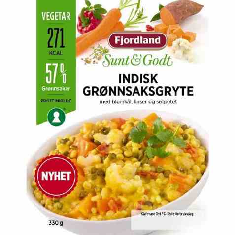Bilde av Fjordland Indisk Grønnsaksgryte med Blomkål Linser og Søtpotet.