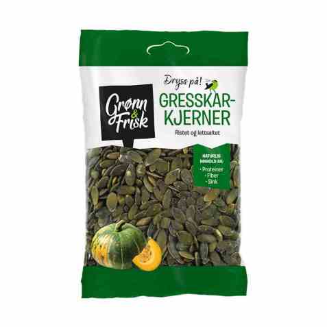 Bilde av Grønn og frisk gresskarkjerner ristet.