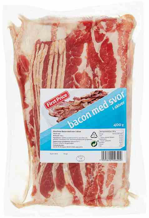 Bilde av First Price bacon med svor skivet 400 gr.
