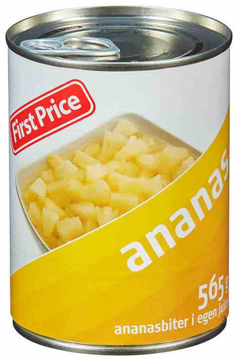 Bilde av First Price ananas i biter.