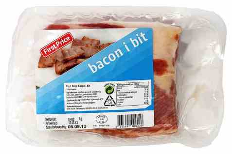 Bilde av First Price bacon i bit.