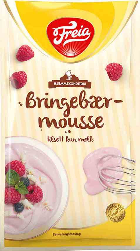 Bilde av Freia bringebærmousse.