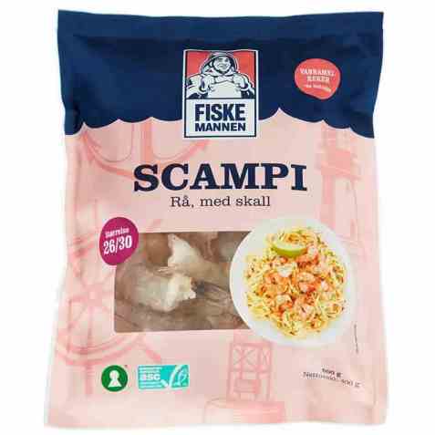 Bilde av Fiskemannen scampi rå med skall 26/30.