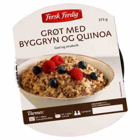 Bilde av Fersk og ferdig byggrynsgrøt med quinoa.
