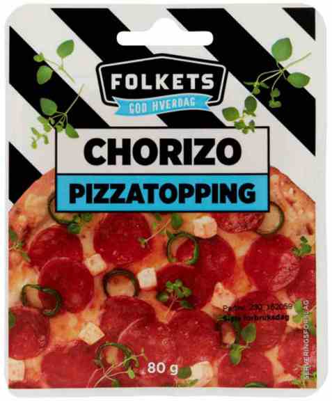 Bilde av Folkets pizzatopping chorizo.