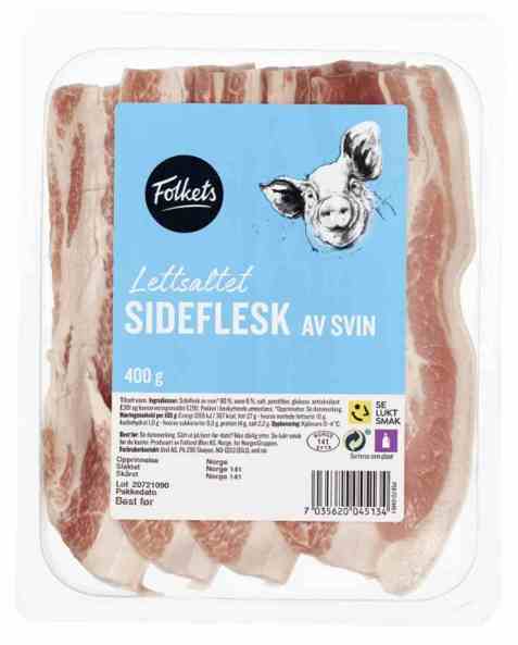 Bilde av Folkets sideflesk Salt i Skiver 400g.