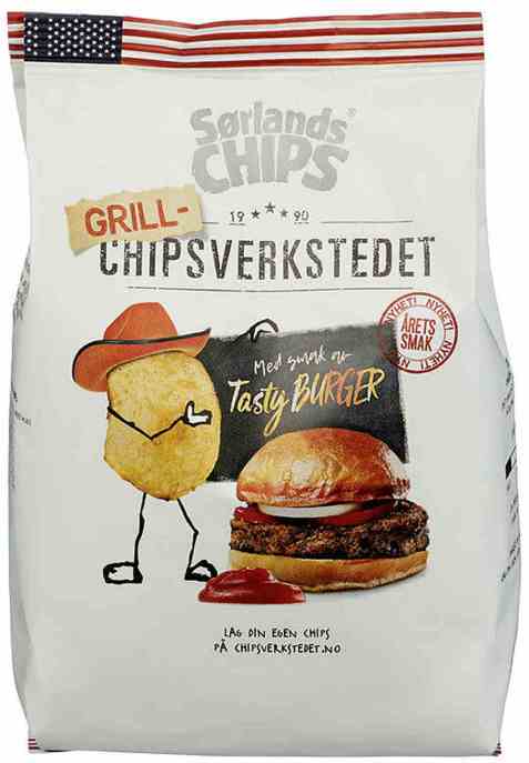 Bilde av Sørlandschips chipsverkstedet tasty burger.