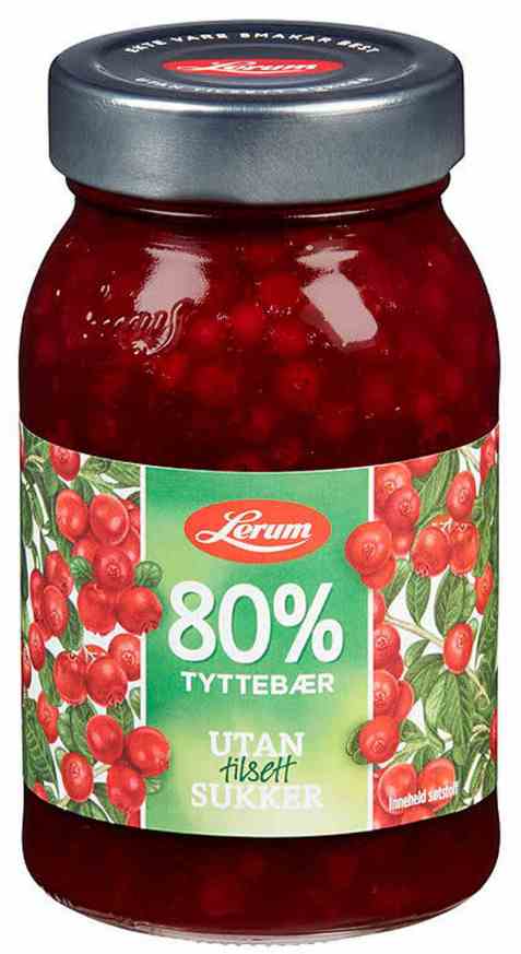 Bilde av Lerum tyttebærsyltetøy uten sukker 340 gr.